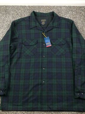 NWT Pendleton Flannel Shirt Wool Blackwatch Plaid Board L/S Button Up Mens XL